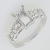 14K White Gold Semi Mount Ring Setting Emerald Cut OCT 7x5mm - Syzjewelry